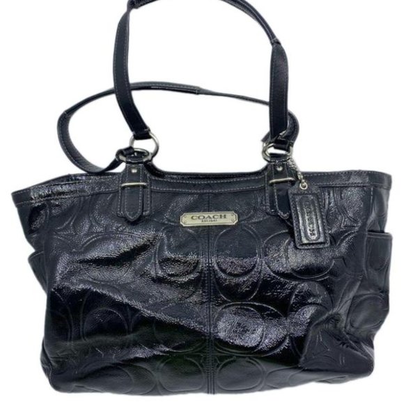 COACH Large Patent Leather Black Shoulder Bag - Picture 1 of 15